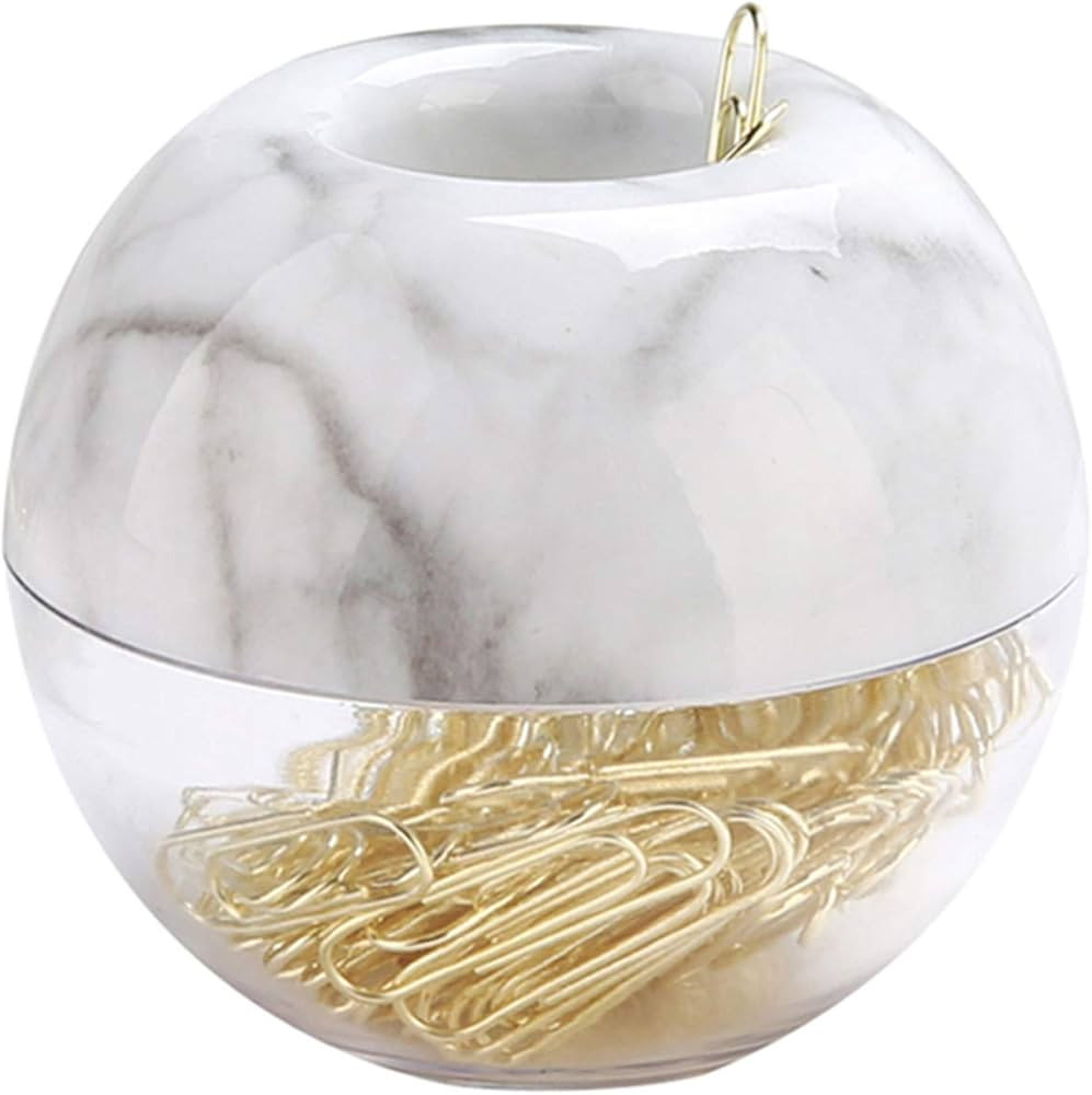MultiBey Gold Paper Clips in Elegant Magnetic Marble White Clip Holder, 28mm, 100 Clips per Box | Amazon (US)