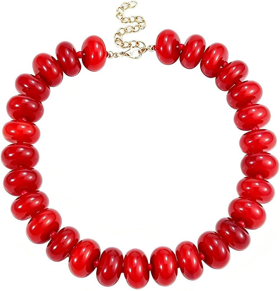Chunky Colorful Resin Beaded Summer Statement Choker Necklaces for Women | Amazon (US)