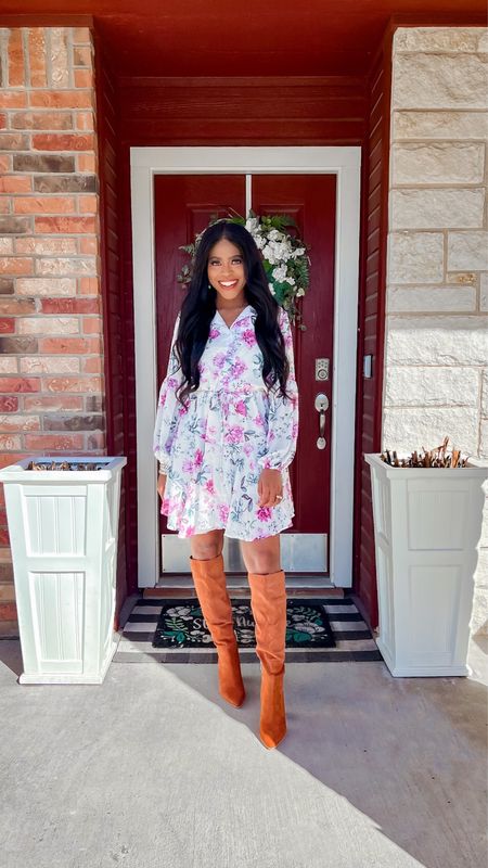 Dress: I am 5’4” wearing a size xs, adjustable waistband and functional buttons on the chest. •Boots: I went with my normal size. 

#LTKstyletip #LTKshoecrush #LTKFind
