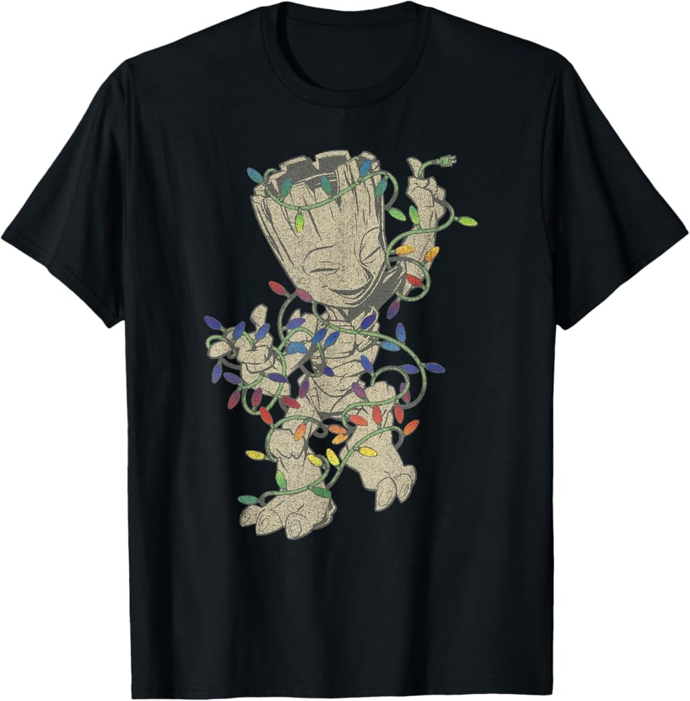 Marvel Guardians Of The Galaxy Groot Christmas Lights T-Shirt | Amazon (US)