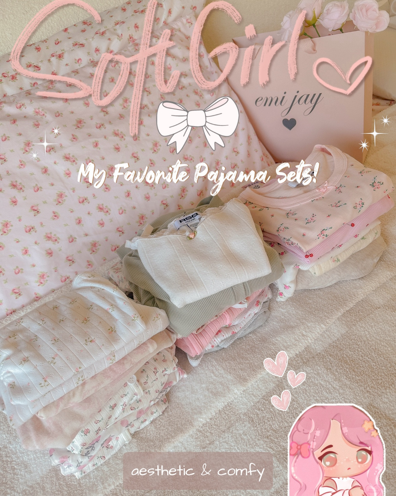 Some of my favorite cozy pj sets 🤍🎀 Here are all the details of each one:
 🌸1st & 2nd Sets: Brand: shopsoftlana Price: $64 for one set, $36 for just the top, $35 for just the shorts, $14 for the underwear Details: I got the Toile Vy Set & the Pink Floral Athena Set with the Toile Athena Thong & Pink Floral Athena Thong 
 🌸The set of three shirts: 1st- Brand: SKIMS Price: $56 Details: Soft Lounge Long Sleeve Henley shirt in Cherry Blossom 2nd- Brand: SKIMS Price: $52 Details: Soft Lounge Lace T-Shirt in Neon Orchid Rose Print  3rd- Brand: Frankie’s Bikinis Price: $75 Details: Archie Floral Cotton Tee in Baby Bouquet Pink
 🌸The third pajama: Brand: Amaz0n Price: $20 Details: Floral pj set, I have the link to the one I bought in my amaz0n storefront
 🌸The next two sets: Brand: shopsoftlana Price: $52 Details: I got the Gray Rose Set and the Cherry Rose Set 
 🌸The next two piece set: Brand: Edikted Price: $17 for shorts & $18 for shirt Details: Floral Biker Shorts & Floral T-Shirt
 🌸The next two onesies: Brand: SKIMS Price: $74  Details: Soft Lounge Button Up Henley Onesie, the one on the left in Talc & the one on the right in Onyx Sparkle Print 🔔The black onesie is ON SALE for $52 right now
 🌸The pink romper: Brand: Edikted Price: $28 Details: Pointelle Strappy & Open Back Romper
 🌸The rest of the rompers were from Shein! 
 #pinkgirl #pinkaesthetic #thatgirkaesthetic #cozy #cozyaesthetic #pajamas #softaesthetic #girlyaesthetic #coquetteaesthetic 

#LTKStyleTip #LTKFindsUnder100 #LTKVideo