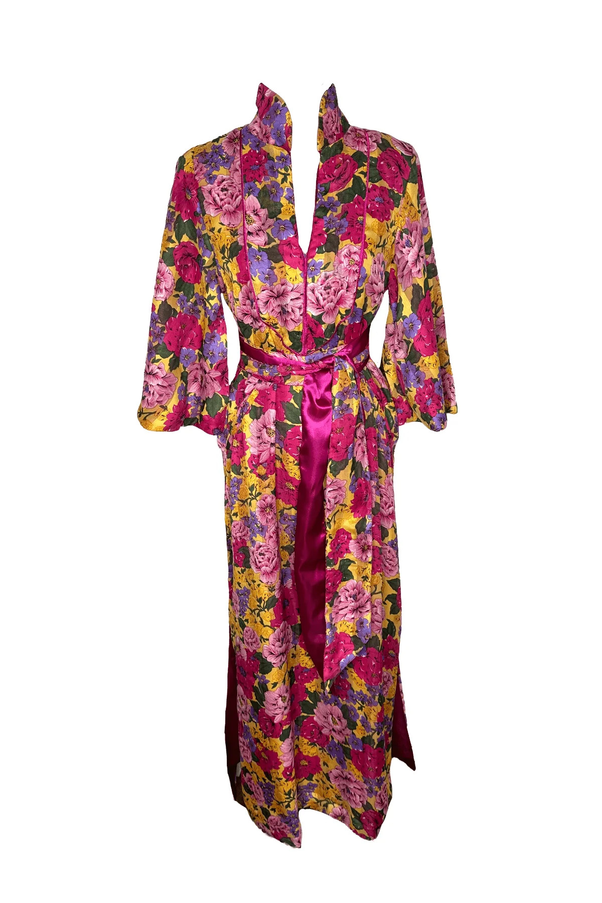 TAJ Silk Kaftan |  Magenta/Violet/Goldenrod Cotswold | SUE SARTOR