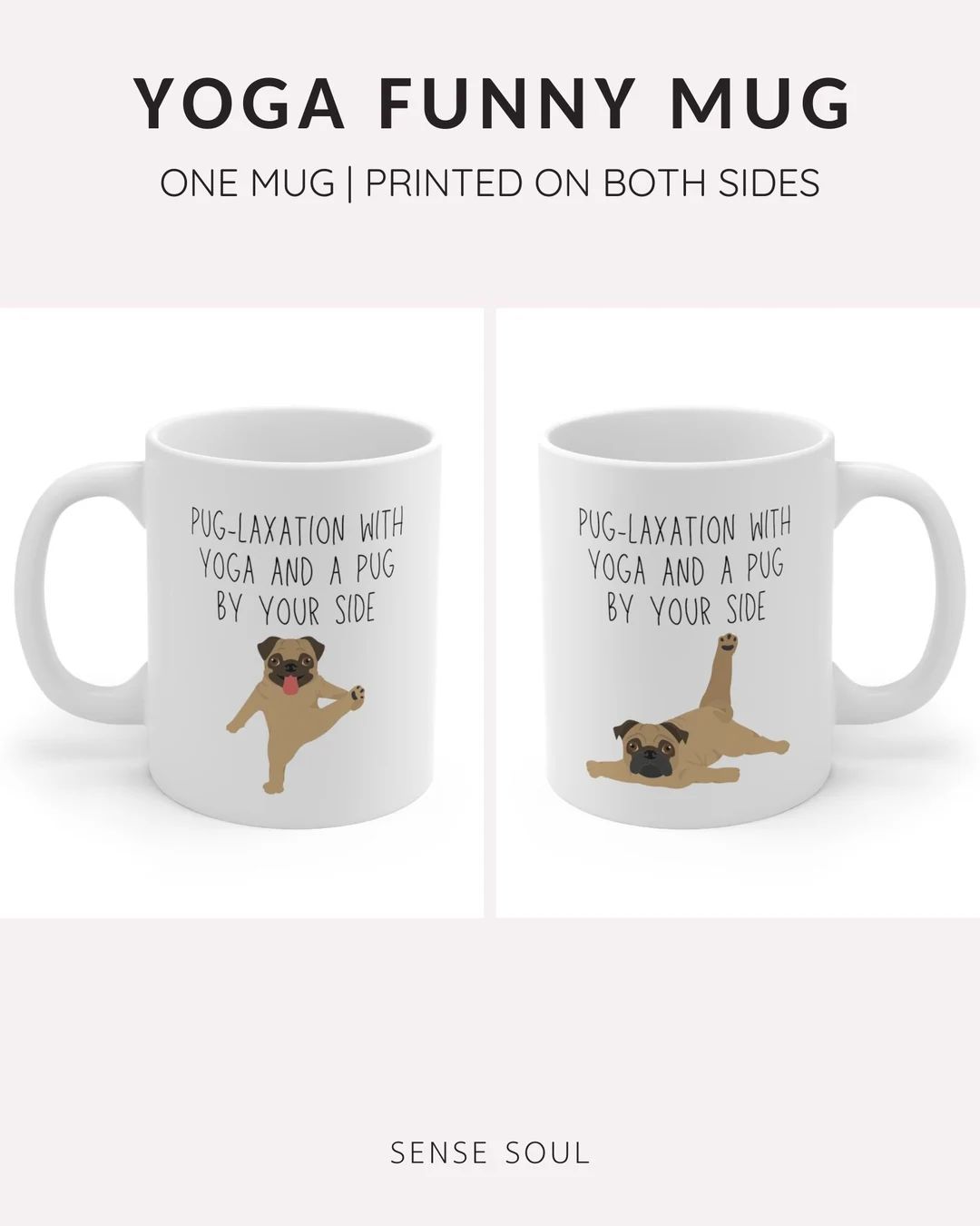 Pug-laxation With Yoga and a Pug by Your Side, Yoga Dog Mug, Spiritual Gift, Dog Mug for Business... | Etsy (US)