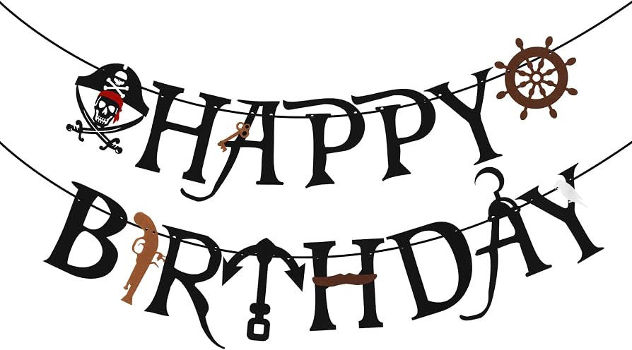 Black Felt Pirate Party Banner Happy Birthday Bunting Supplies Skull Pirate Party Decorations for... | Amazon (US)