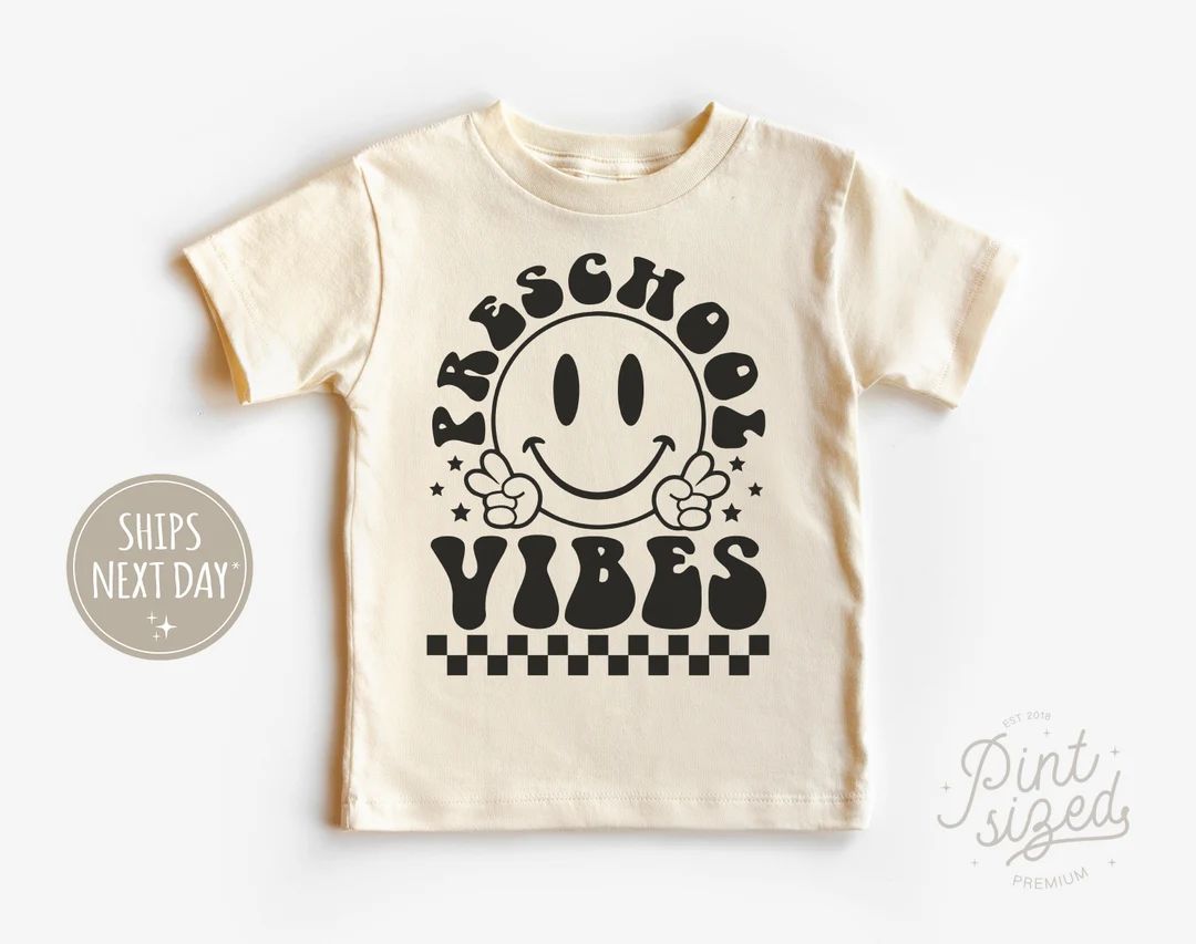 Pre-School Vibes Toddler Shirt - Retro Back to School Pre K Tee - Cute First Day of School Natura... | Etsy (US)