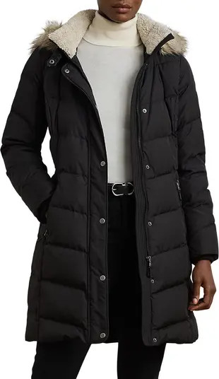 Lauren Ralph Lauren Faux Fur Trim Quilted Down & Feather Fill Hooded Puffer Coat | Nordstrom | Nordstrom
