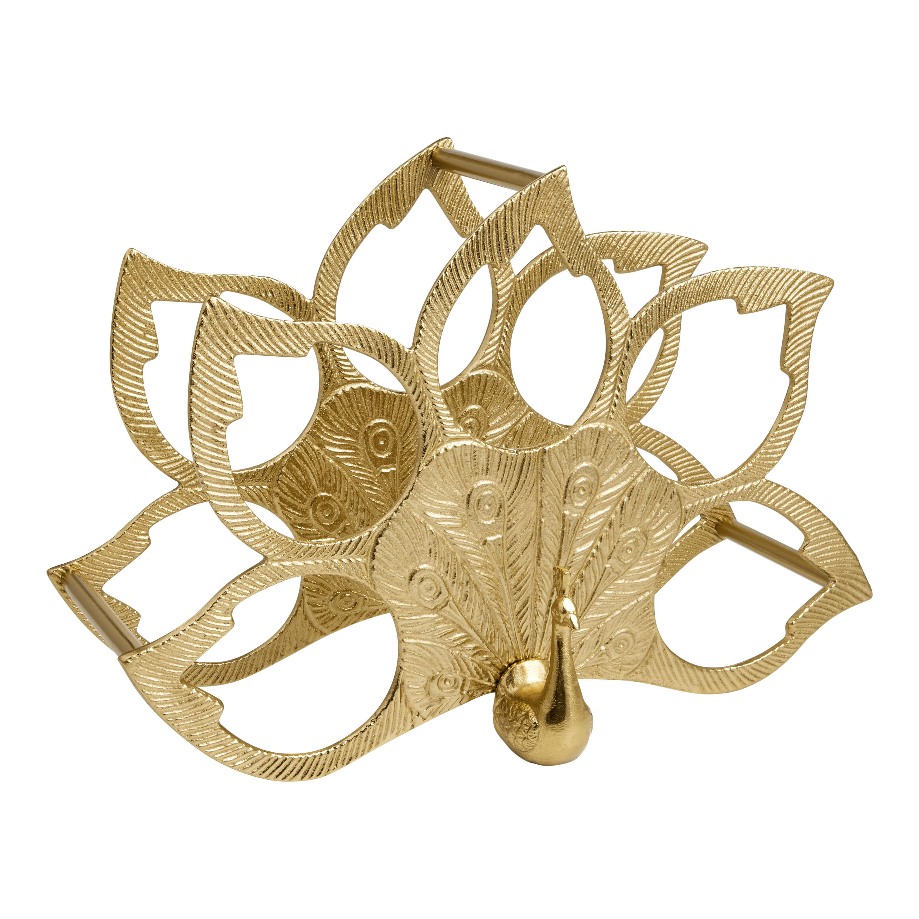 Gold Metal Peacock 5 Bottle Wine Rack | World Market