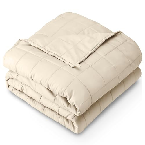 Bare Home Weighted Blanket Twin or Full Size 10lb (40" x 60") - All-Natural 100% Cotton - Premium Heavy Blanket Nontoxic Glass Beads (Sand, 40"x60") | Amazon (US)