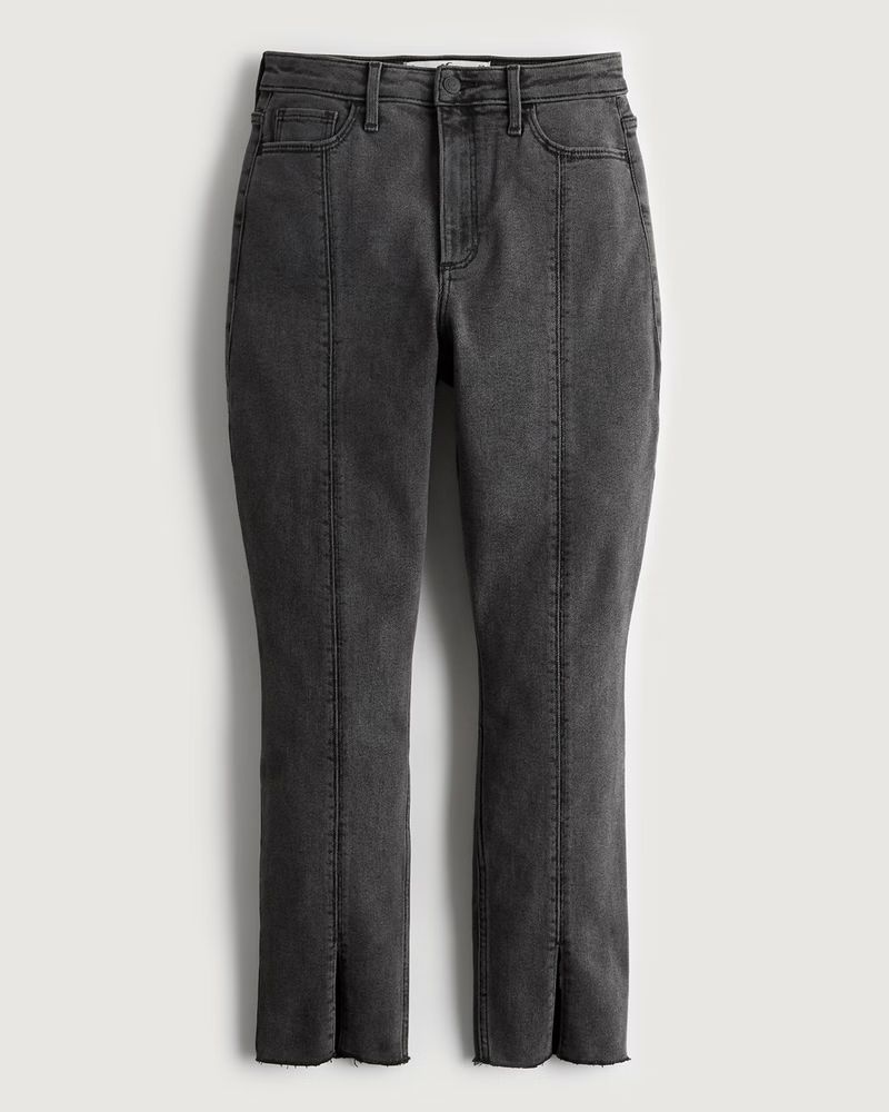 Girls Curvy Ultra High-Rise Faded Black Skinny Ankle Jeans | Girls Bottoms | HollisterCo.com | Hollister (US)