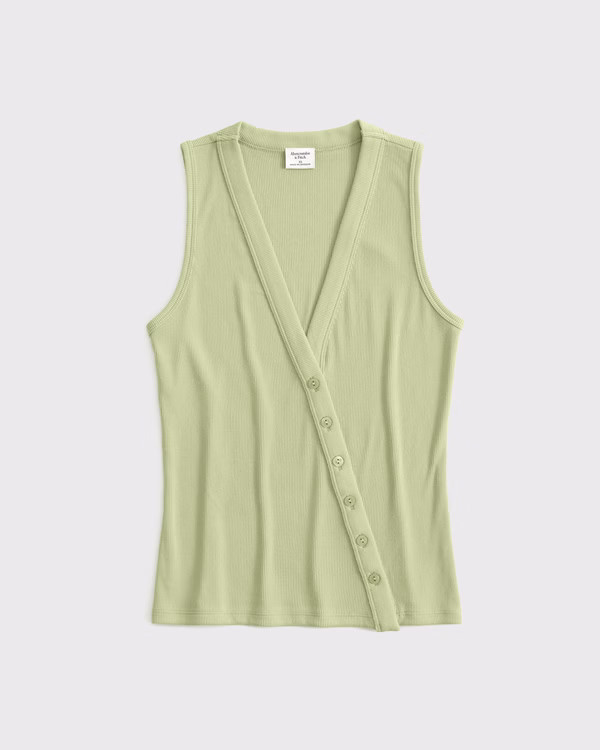 Asymmetrical Button-Through Top | Abercrombie & Fitch (US)
