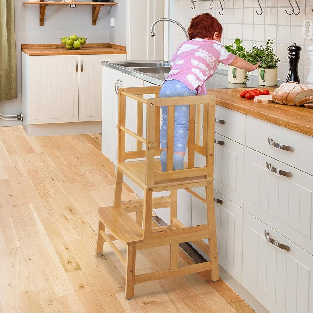 COSYLAND Kids Kitchen Step Stool，Toddler Standing Tower with CPC Certification, Removable Anti-... | Amazon (US)