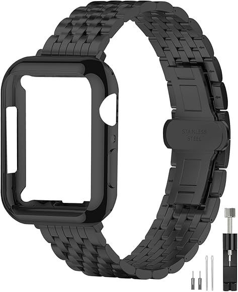 Slim Metal Band with Apple Watch Band 40mm 41mm 38mm 45mm 44mm 42mm, Dressy Stainless Steel Chain... | Amazon (US)