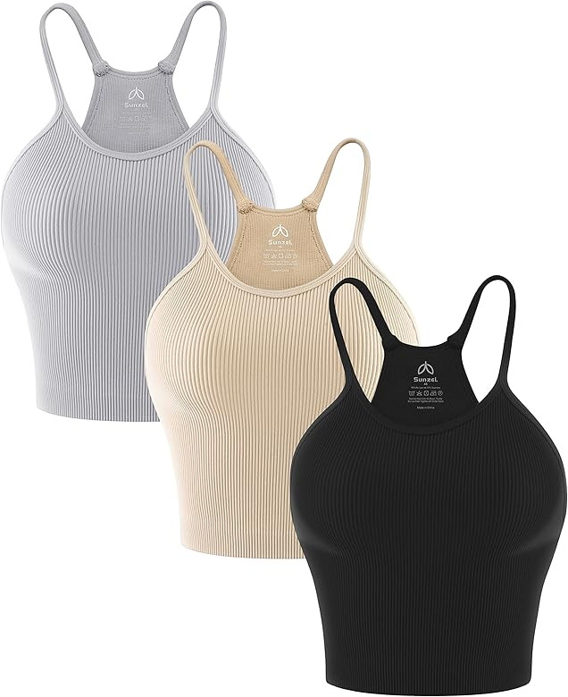 Sunzel Free to Be Tank, Crop Ribbed Tank Tops Seamless Racerback Camisoles No pad Camis Cropped W... | Amazon (US)