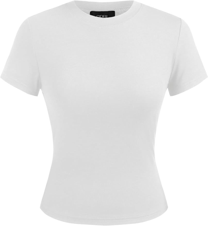 CIDER Round Neckline Knit Short Sleeve Top | Amazon (US)