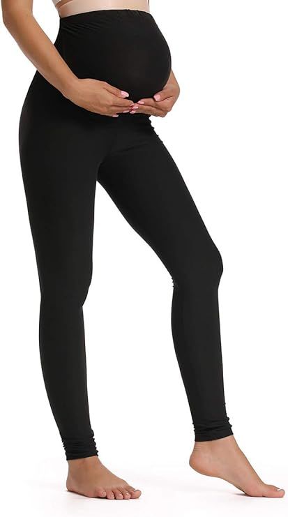 Foucome Women's Maternity Leggings Over The Belly Pregnancy Active Workout Yoga Tights Pants | Amazon (US)