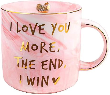 Vilight Gifts for Women Girlfriend Wife - I Love You More The End I Win Mug for Her - Marble Pink... | Amazon (US)