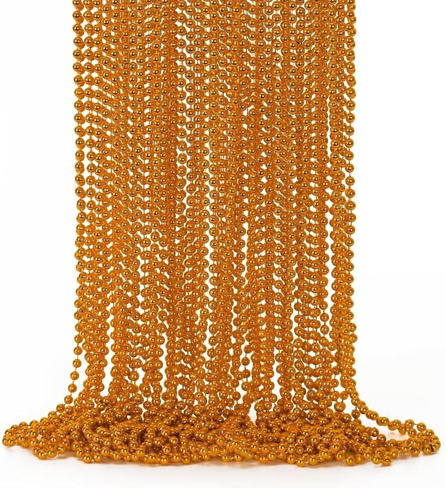 24PCS Bead Necklace, Orange Bead Necklaces Party Favors, 33" Mardi Gras Necklaces Women and Men, ... | Amazon (US)