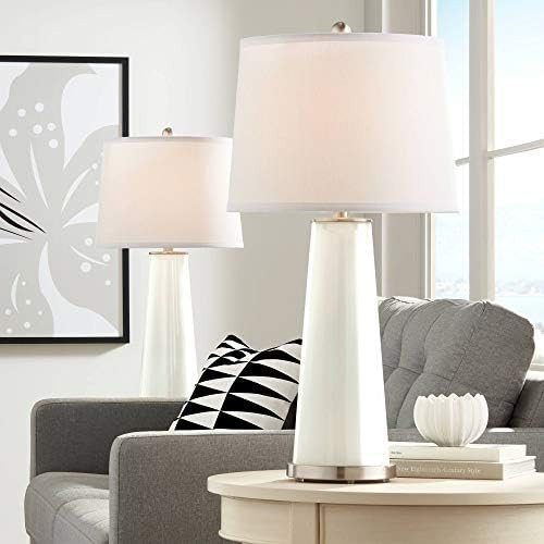 Color + Plus Leo 29 1/2" Tall Modern End Table Lamps Set of 2 West Highland White Finish Glass Fa... | Amazon (US)