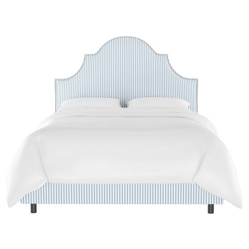 Hedren Arched Bed, Blue/White Ticking Stripe | One Kings Lane