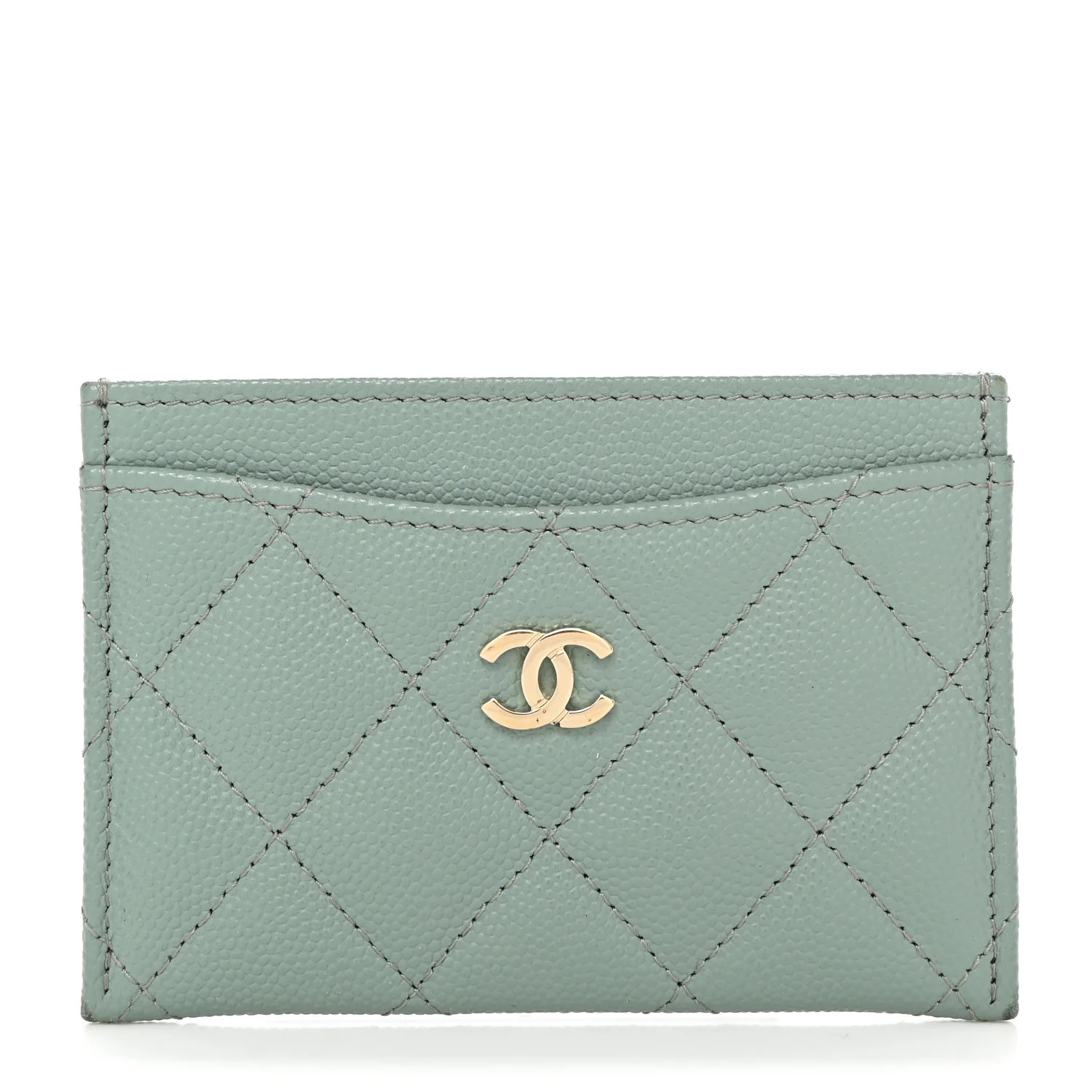 Caviar Quilted Card Holder Light Blue | FASHIONPHILE (US)