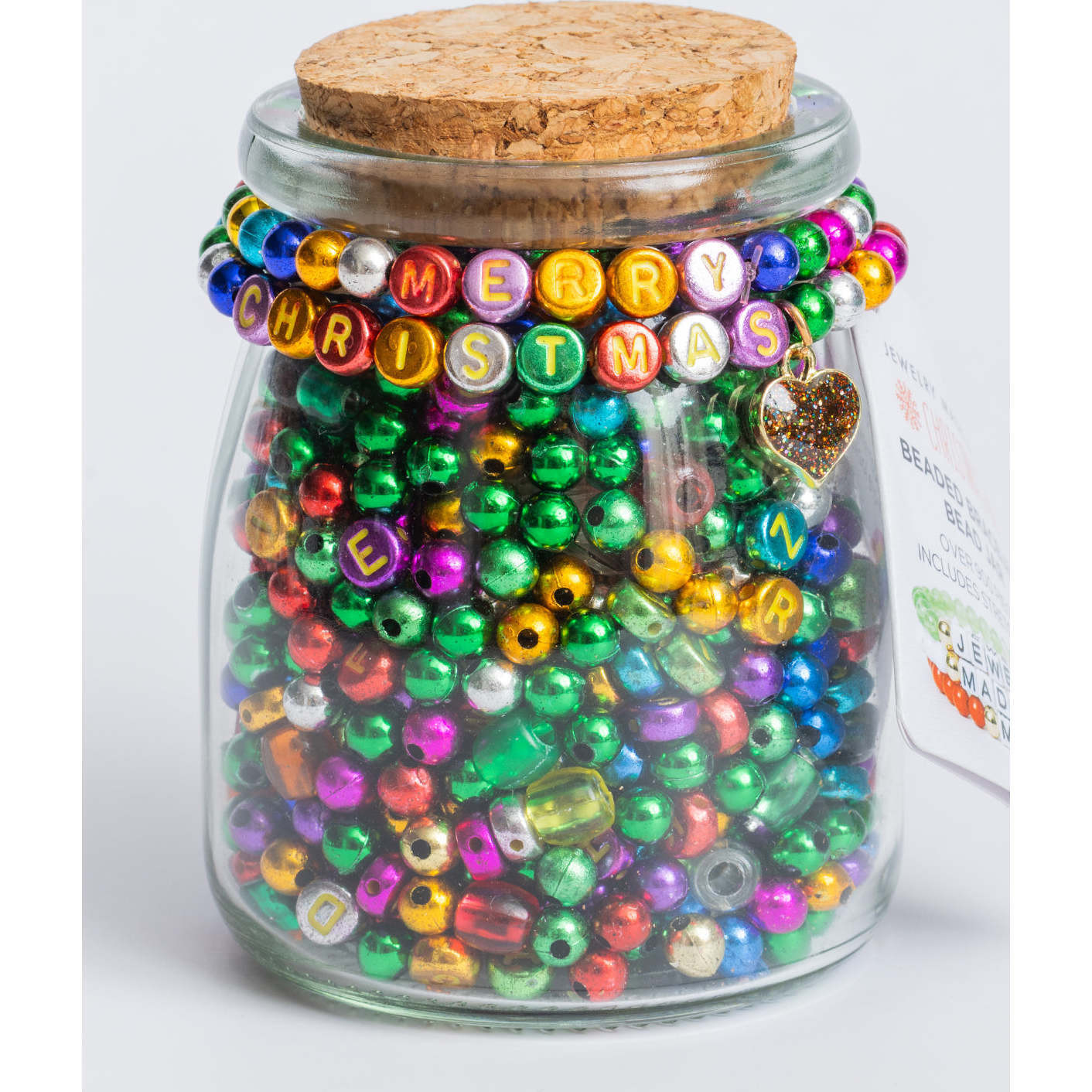 Festive Brights Multicolor Metallic Letter DIY Bead Jar | Maisonette