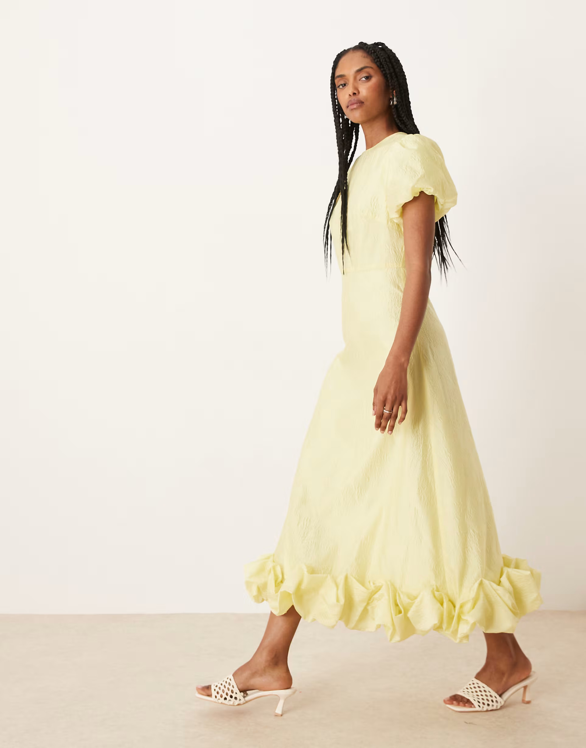Sister Jane puff sleeve bubble hem maxi dress in lemon yellow | ASOS | ASOS (Global)