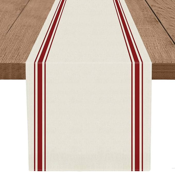 Christmas Table Runner Simple Stripe Merry Christmas Long Runners for Winter Xmas Home Kitchen Di... | Amazon (US)