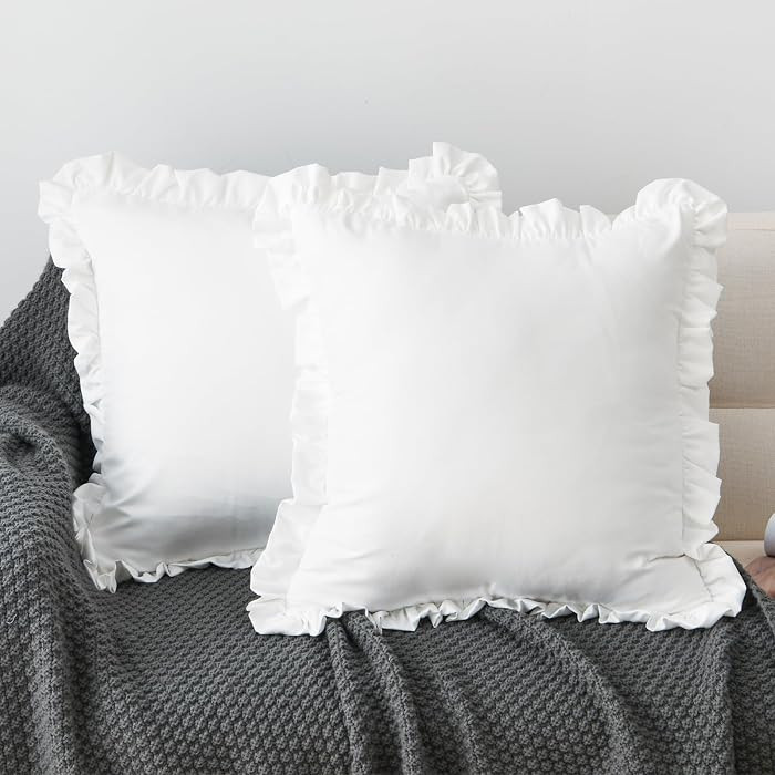 26x26 Pillow Cover - 2-Piece White Euro Shams Decorative Square Throw Pillow Cover Cushion Covers... | Amazon (US)