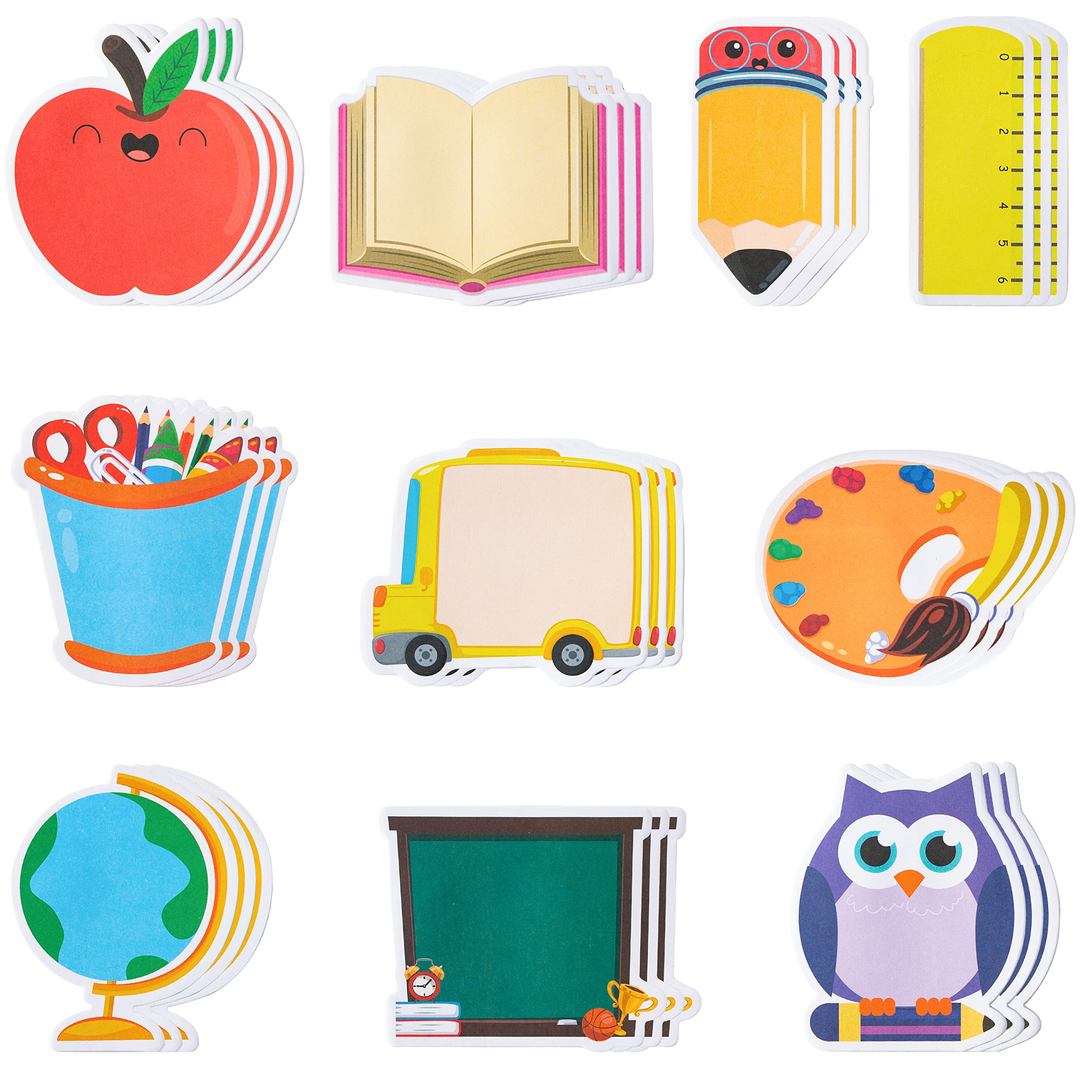 600Pcs Back to School Sticky Notes Pencil Ruler Book Blackboard Palette Owl Shaped Self-Adhesive ... | Amazon (US)