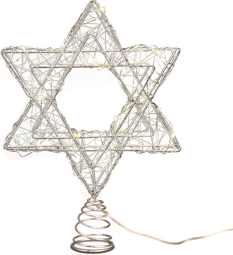 Holitown Star of David Christmas Tree Topper, Silver Hanukkah Star Treetop Battery Powered with T... | Amazon (US)