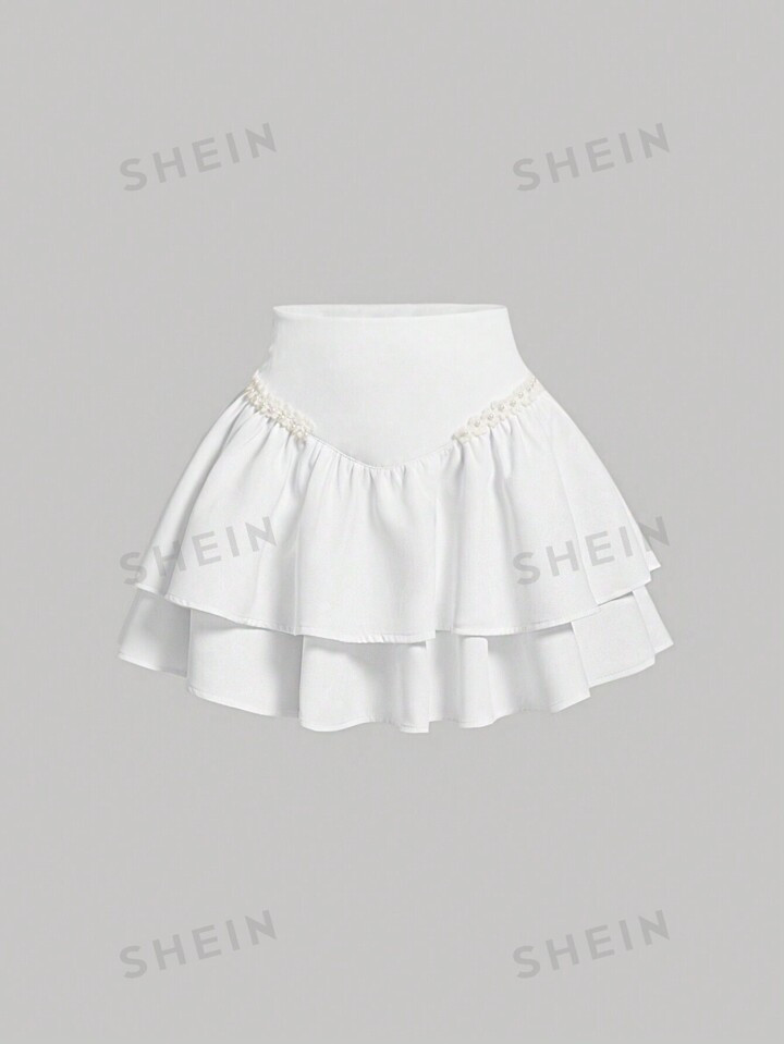 SHEIN MOD Solid Ruffle Hem Skirt | SHEIN