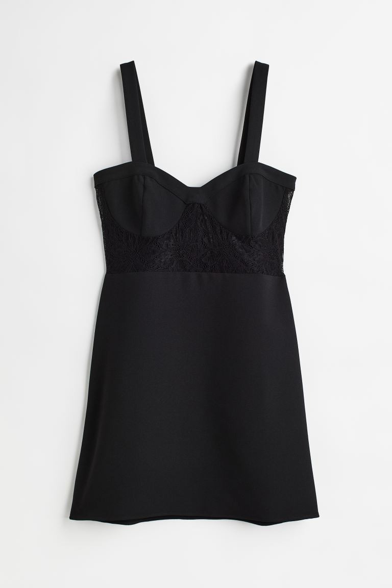Lace-detail mini dress - Nero - DONNA | H&M IT | H&M (FR, IT, ES, PT, BE)