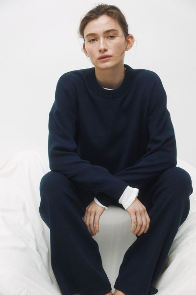 Oversized Sweater - Navy blue - Ladies | H&M US | H&M (US + CA)