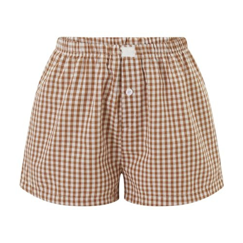 NUFIWI Women Y2k Pajamas Shorts Gingham Cute Pj Short Pants Plaid Lounge Shorts Sleep Bottoms Elastic Boxers Streetwear(Yellow,S) | Amazon (US)