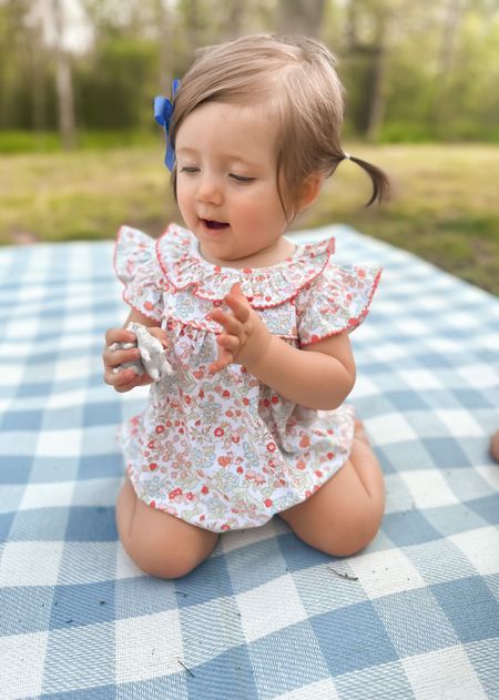 This bubble is just darling! I’m in love with the strawberry print and the detail is lovely! Runs tts. Baby girl spring, baby girl Easter, Easter outfit, Easter outfit baby, Toddler girl outfit, baby clothes, little girl outfit, shrimp and grits kids, preppy baby outfit. Callie Glass @glass_alwaysfull 

#LTKbaby #LTKkids #LTKSeasonal