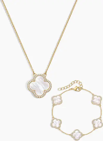 Icon White Clover Bracelet and Necklace - Set of 2 | Nordstrom