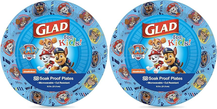 Glad for Kids Paw Patrol Disposable Paper Plates, Heavy Duty Soak Proof Microwavable Kids Plates ... | Amazon (US)