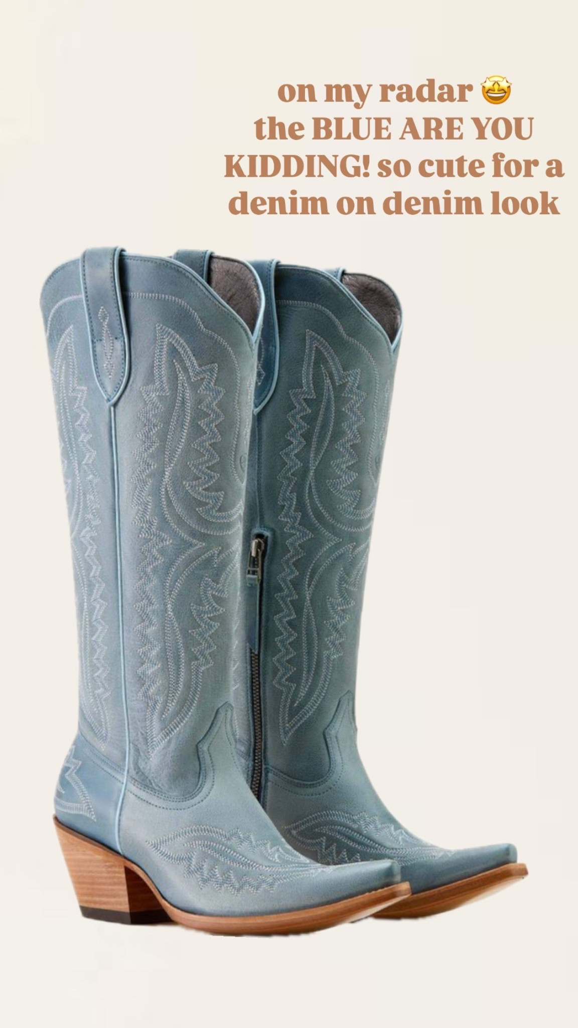 denim blue cowboy boots 🦋

#LTKShoeCrush #LTKStyleTip #LTKFestival