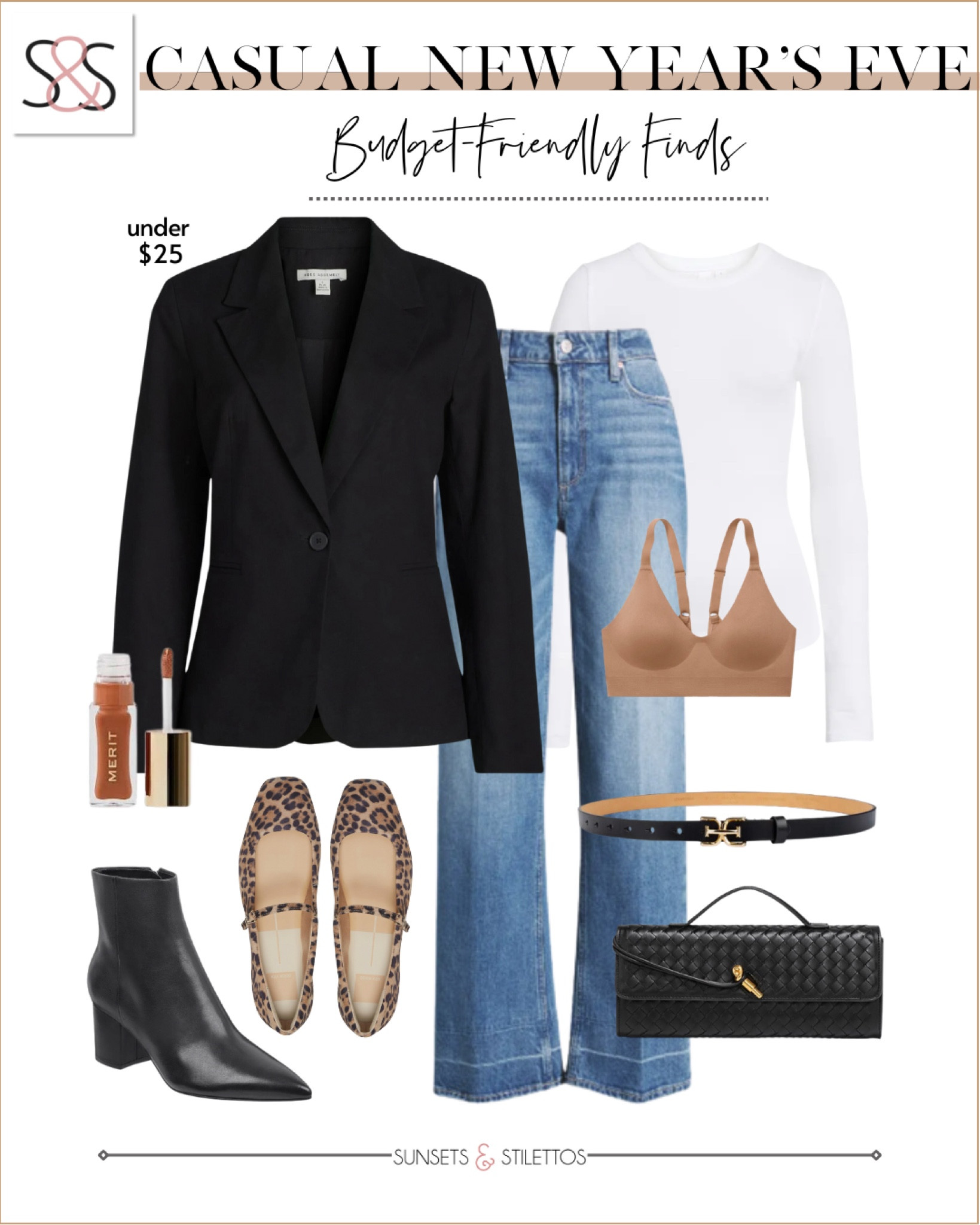 This blazer from Walmart is on major sale and goes great with wide leg jeans for an amazing New Year’s Eve outfit! Pair with leopard ballet flats or booties for a polished look!

Sunsets and Stilettos, workwear, winter or spring outfit ideas

#LTKFindsUnder50 #LTKOver40 #LTKSaleAlert