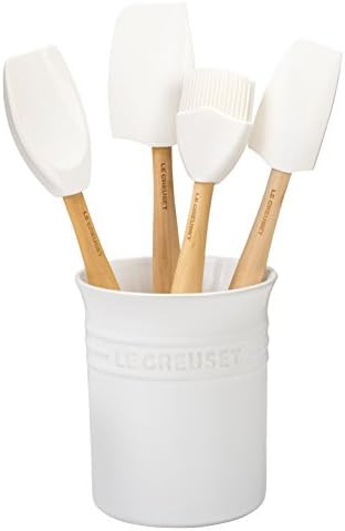 Le Creuset Silicone Craft Series Utensil Set with Stoneware Crock, 5 pc., White | Amazon (US)