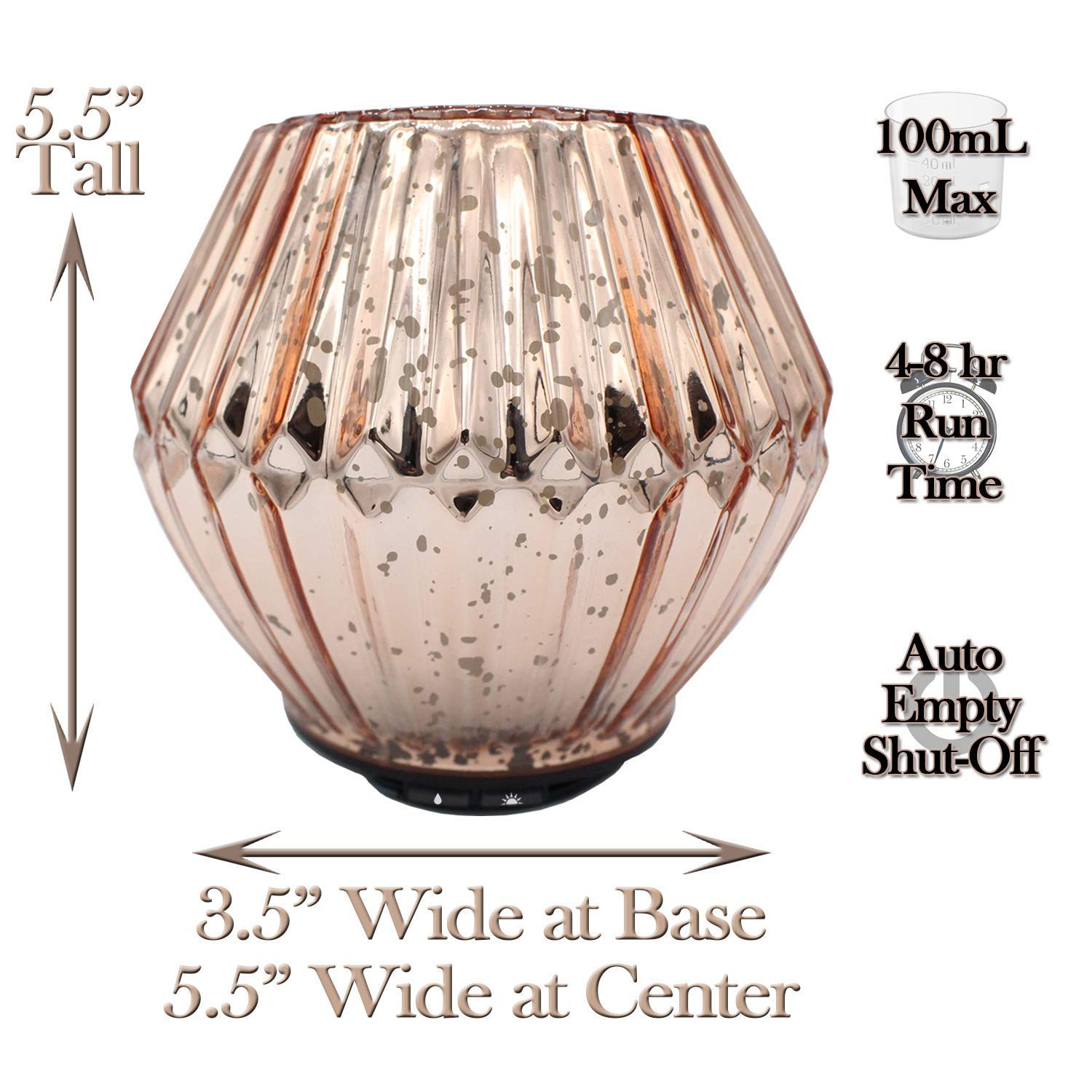 Crystal Cave Essential Oil Diffuser, Ultrasonic Aromatherapy Humidifier (Rose Gold) | Amazon (US)