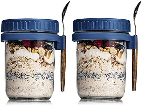 Xigugo Overnight Oats Container with Lid and Spoon, Overnight Oats Jars, 10 oz Cereal, Milk, Vege... | Amazon (US)