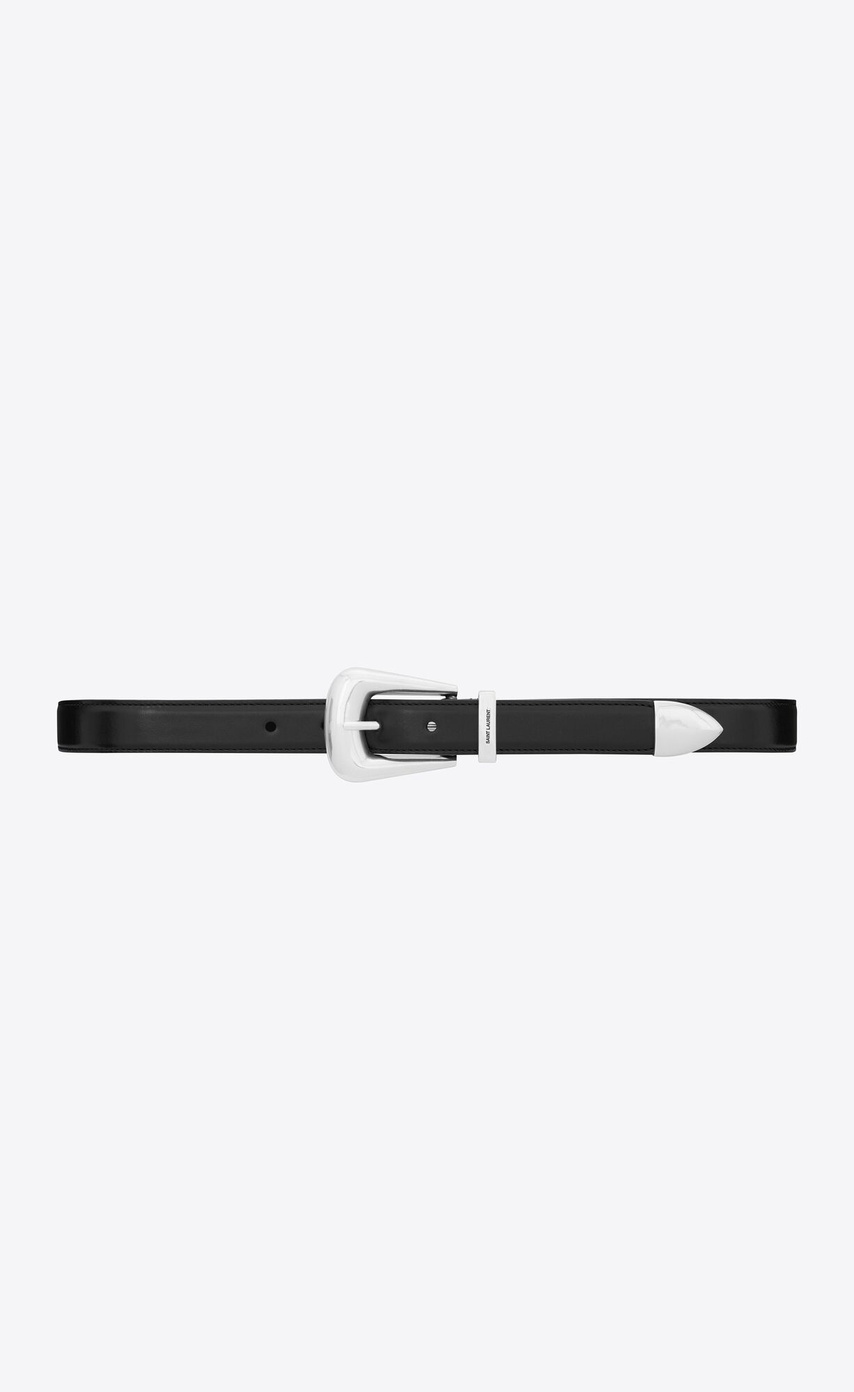 belt made with metal-free tanned leather, featuring a folk buckle, SAINT LAURENT engraved metal l... | Saint Laurent Inc. (Global)