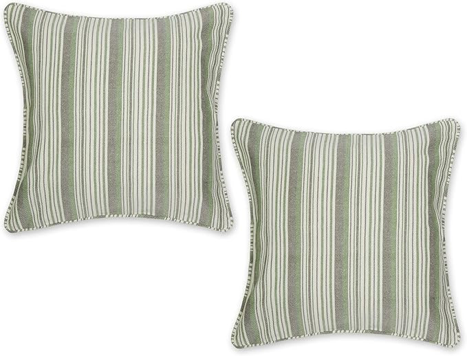 DII Throw Pillow Cover Collection, Recycled Cotton, Hidden Zipper, 18x18, Herringbone Stripe, Sag... | Amazon (US)