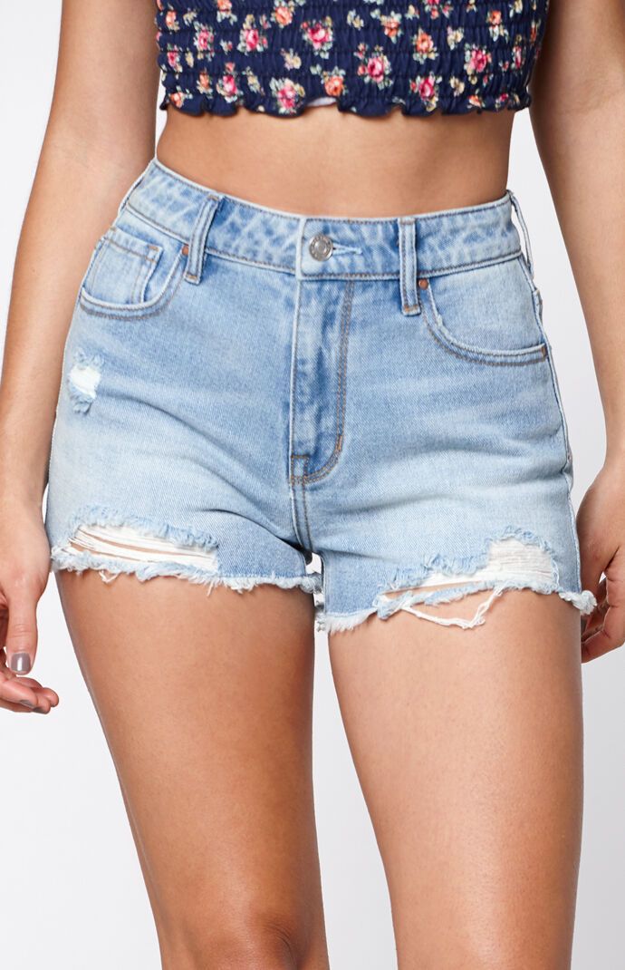 PacSun Womens Olson Blue High Rise Denim Shorts - Indigo Blue | PacSun