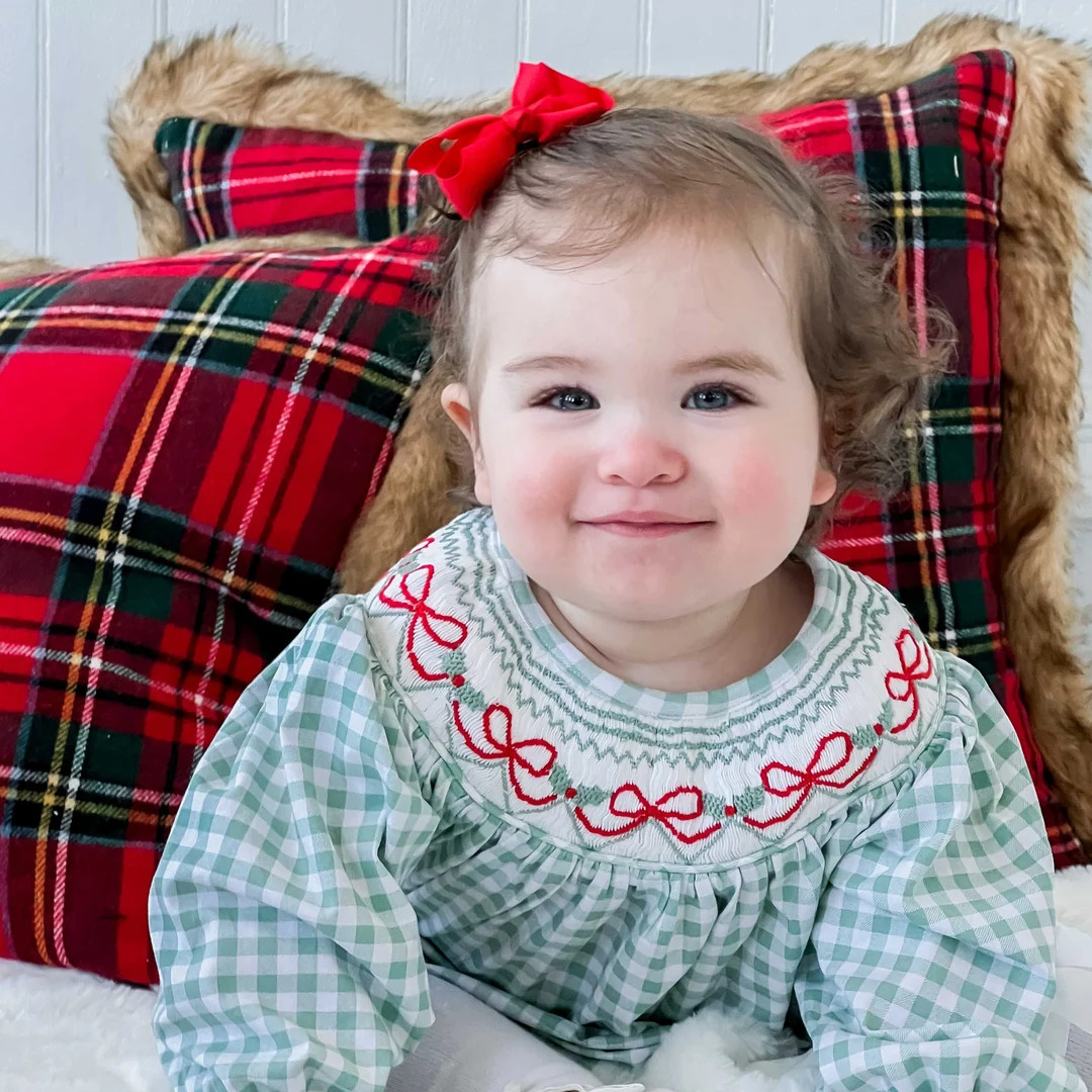 Blakely Red Bow Christmas Smocked Bishop Dress Smocked Christmas Dress Christmas Dress for Girls ... | Etsy (US)