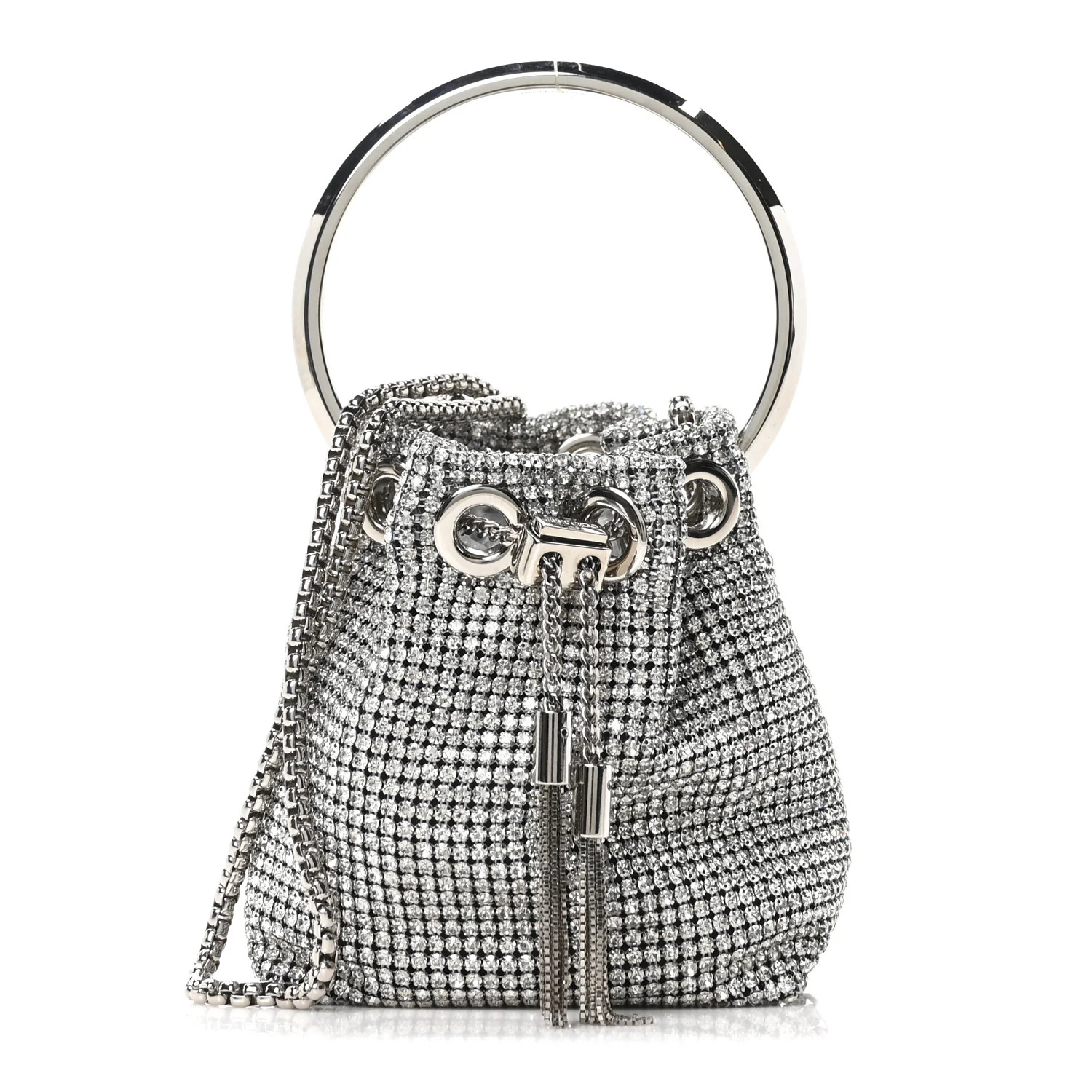 Satin Crystal Embellished Micro Bon Bon Bag Silver | FASHIONPHILE (US)