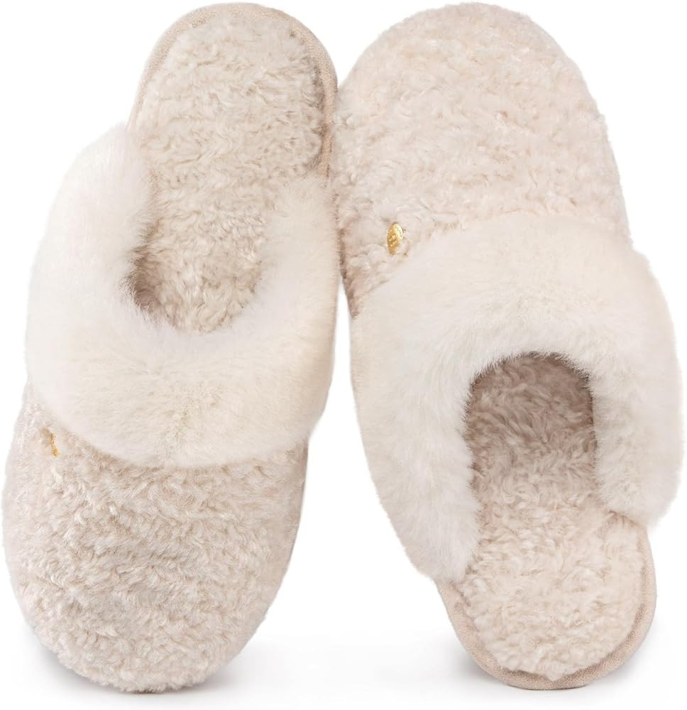 HomeTop Women's Cute Fuzzy Memory Foam Scuff Slippers Comfy Bedroom Lightweight Indoor House Shoe... | Amazon (US)