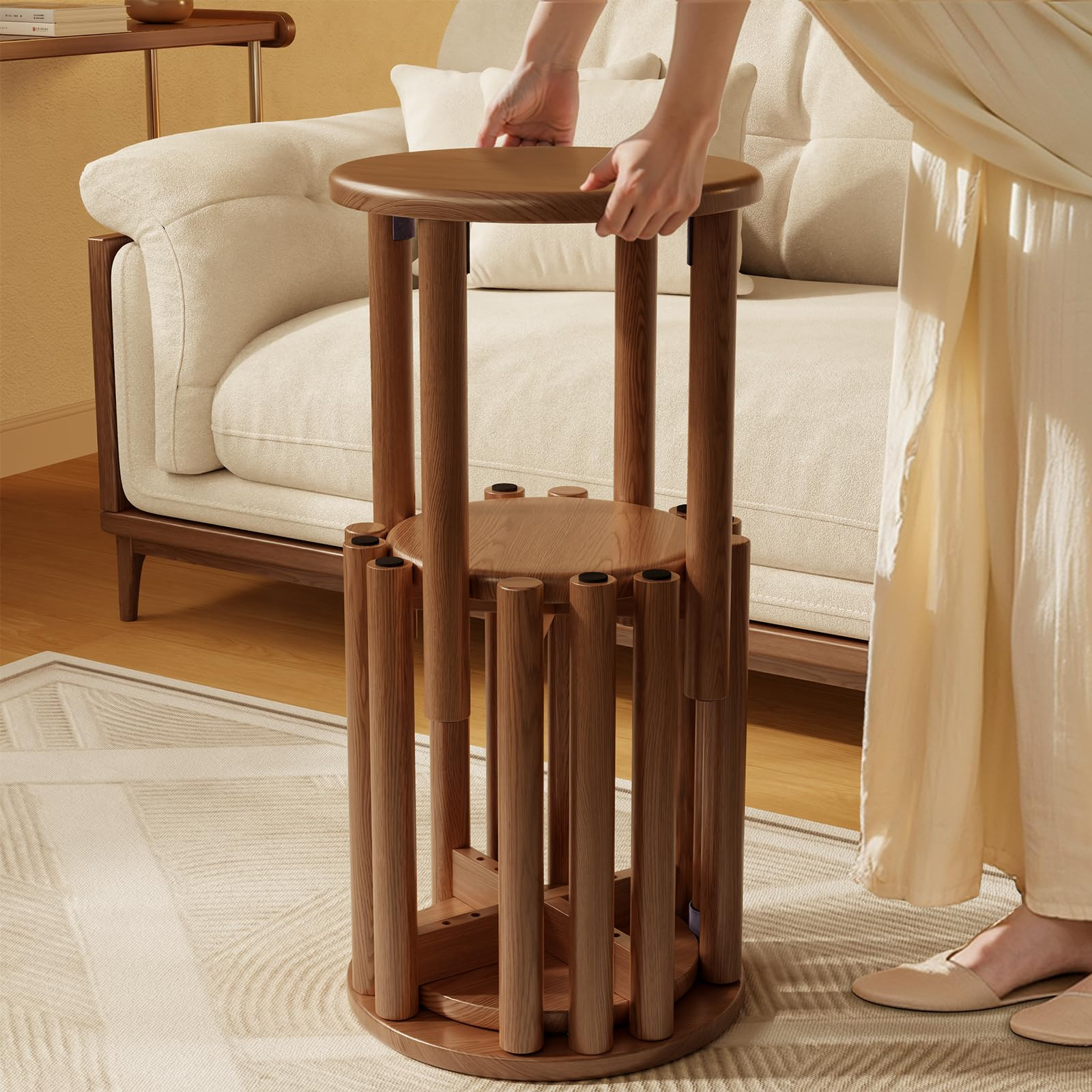 Stackable Stools Set of 4, Wooden Stools 18 Inch Stool Nesting Side Tables Nesting Coffee Table S... | Amazon (US)