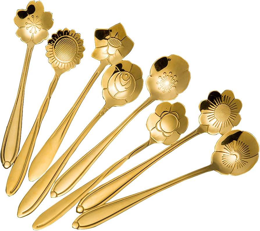 Stainless Steel Tableware Creative Flower Coffee Spoon, Sugar Spoon, Stirring Spoon, Mixing Spoon... | Amazon (US)
